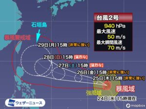 台風2号がグアム島を抜けた！週末には沖縄地方に接近予想