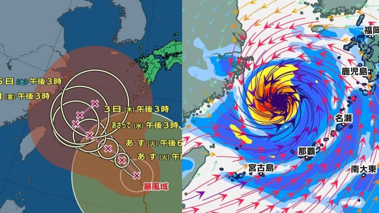 台風6号進路予想、沖縄直撃後の日本列島への接近が懸念される