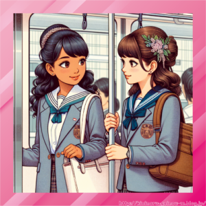 【画像有】電車内で下半身が隙だらけの女子高生グループ