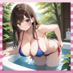 【画像】爆乳女さん、湯船で浮き輪代わりに