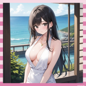 【画像】肩紐浮きまくり!アニメの巨乳美少女が話題にwwwwwww