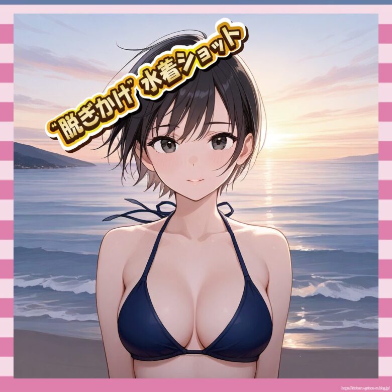 “脱ぎかけ”水着ショット-イメージ