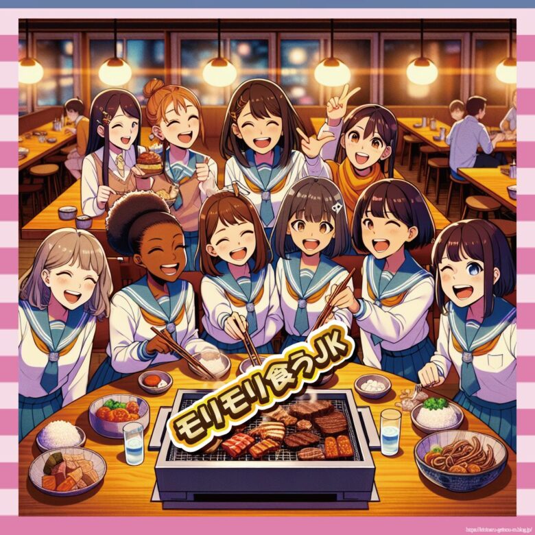 【画像】制服JKさん、男子の目がないとここまで食べるww