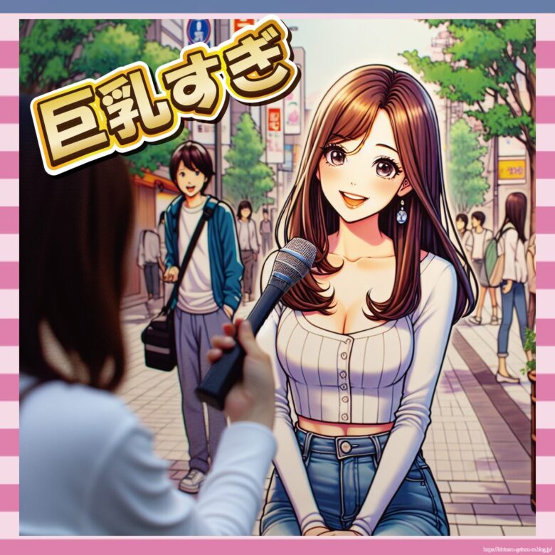 【画像】インタビューされた巨乳お姉さん、ネットをざわつかせる