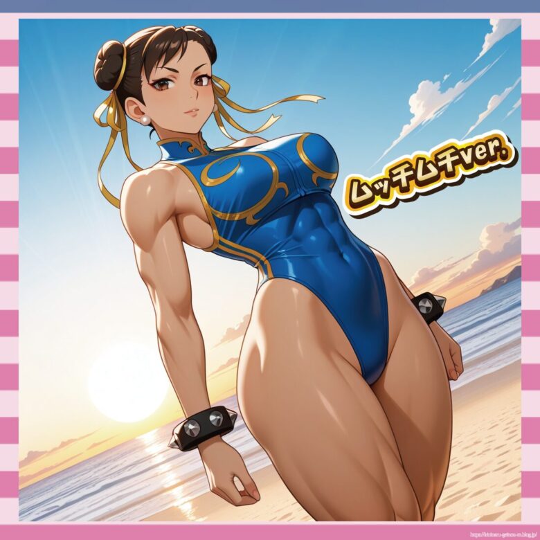 【画像】春麗さん、水着スキンでムチムチ強調されてしまうｗｗｗ